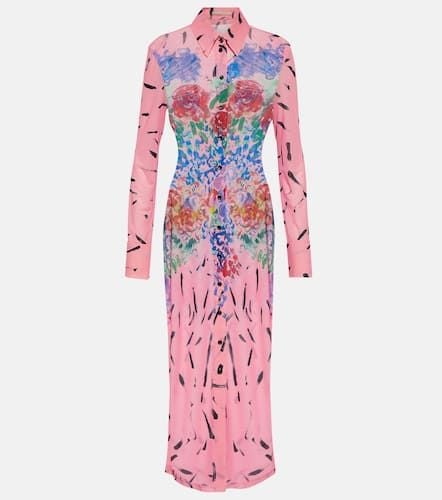 Vestido camisero midi de malla floral - Christopher Kane - Modalova