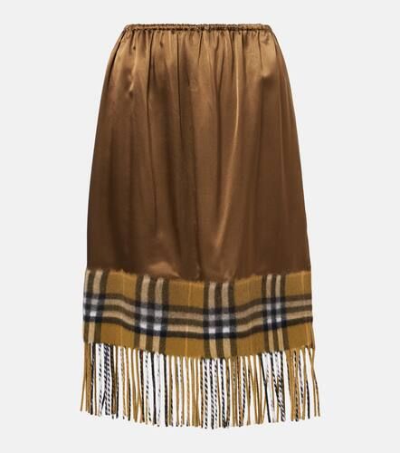 Check fringed satin midi skirt - Burberry - Modalova