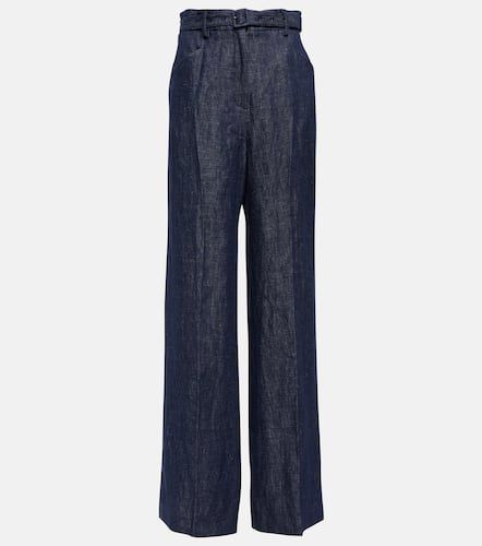 Belted high-rise wide-leg linen pants - Gabriela Hearst - Modalova