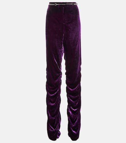 Horsebit low-rise straight velvet pants - Gucci - Modalova