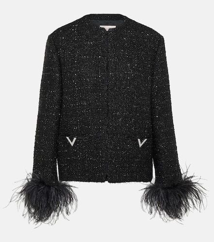 Jacke aus Tweed mit Federn - Valentino - Modalova
