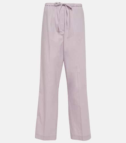 High-rise straight cotton-blend pants - Toteme - Modalova