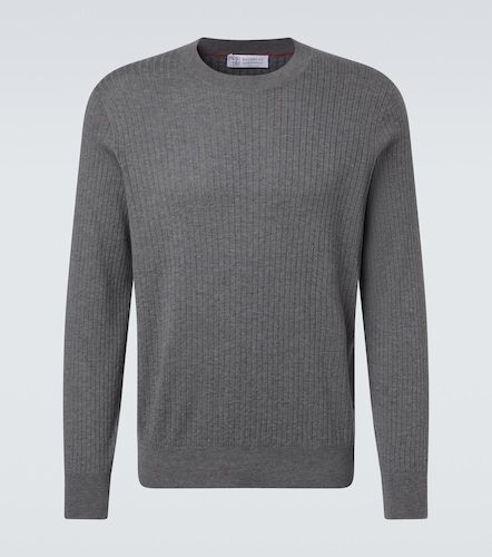 Pullover in cotone a coste - Brunello Cucinelli - Modalova