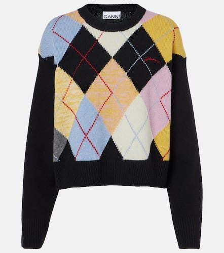 Harlequin argyle wool-blend sweater - Ganni - Modalova