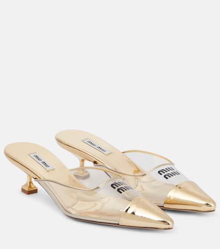 Miu Miu Logo leather and PVC mules - Miu Miu - Modalova