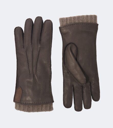 Cashmere-trimmed leather gloves - Canali - Modalova