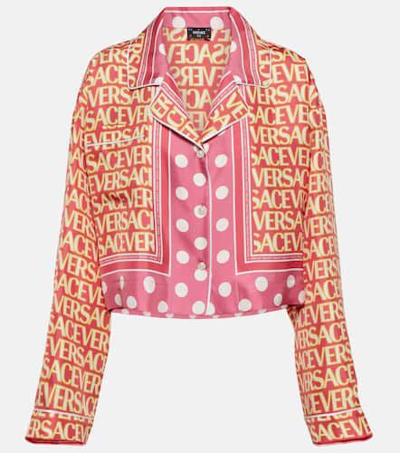 Versace Camisa de seda con logo - Versace - Modalova