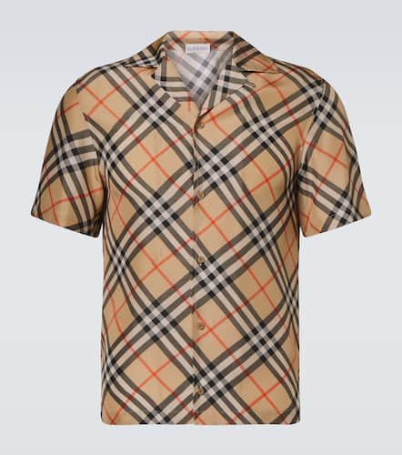 Camisa bowling de seda con Check - Burberry - Modalova