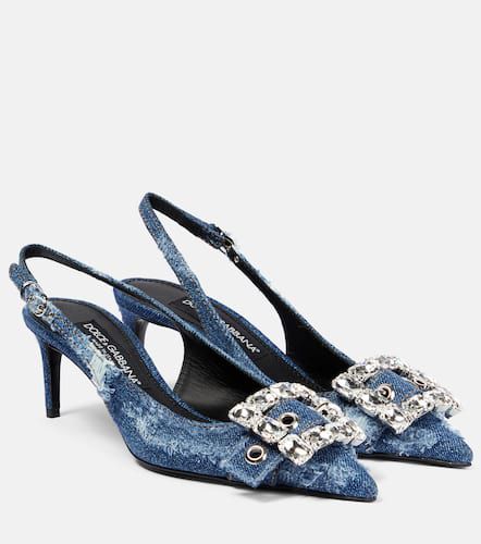 Embellished denim slingback pumps - Dolce&Gabbana - Modalova