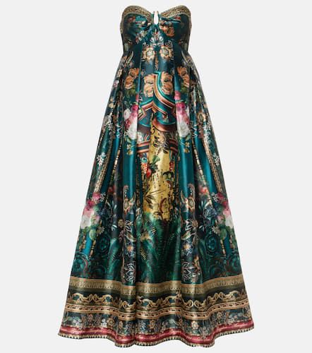 Printed strapless satin gown - Camilla - Modalova