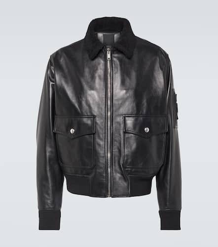 Shearling-trimmed leather jacket - Givenchy - Modalova