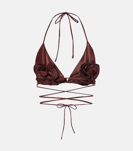 Floral-applique triangle bikini top - Magda Butrym - Modalova