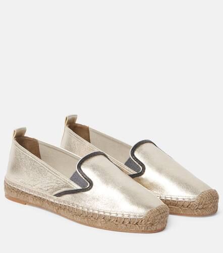 Espadrillas in pelle metallizzata con monili - Brunello Cucinelli - Modalova