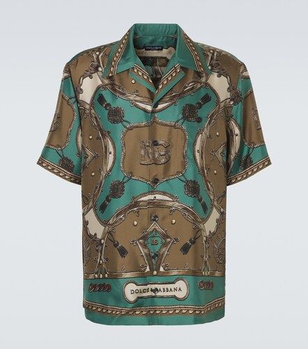 Camisa bowling de sarga de seda estampada - Dolce&Gabbana - Modalova