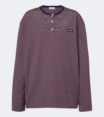 Camiseta Henley de tejido jersey de algodón - Miu Miu - Modalova