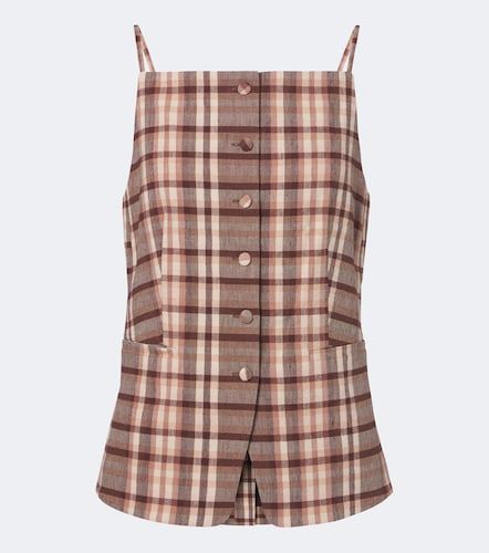 Staud Una plaid linen-blend top - Staud - Modalova