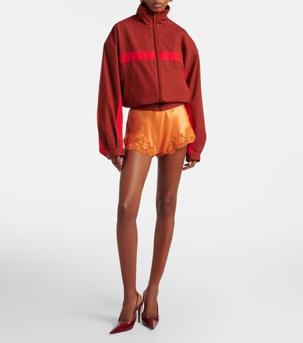 Shorts in crêpe di seta con pizzo - Saint Laurent - Modalova
