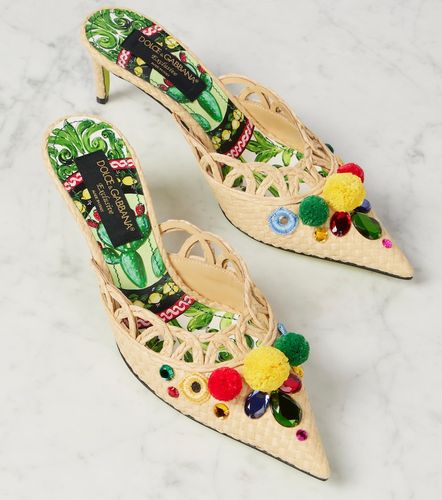 Pointy 60 embellished raffia mules - Dolce&Gabbana - Modalova