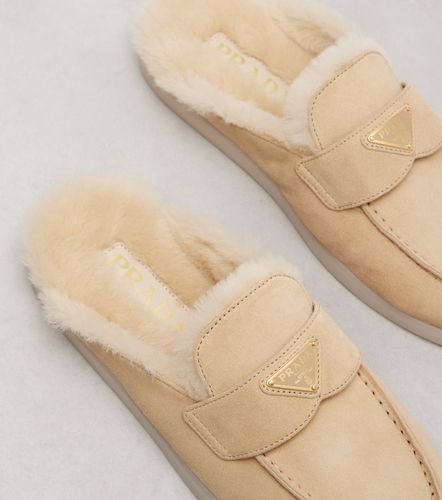 Prada Mules in suede con shearling - Prada - Modalova