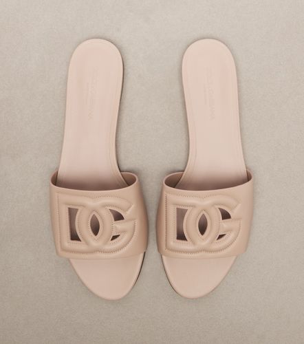 Sandalias de piel con DG - Dolce&Gabbana - Modalova