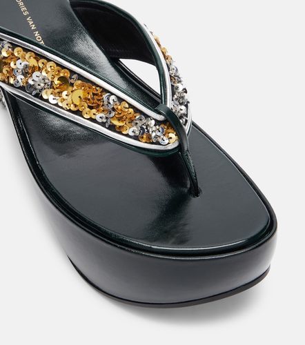 Sequined wedge thong sandals - Dries Van Noten - Modalova