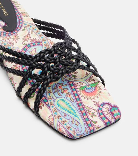 Canvas-trimmed printed leather slides - Etro - Modalova