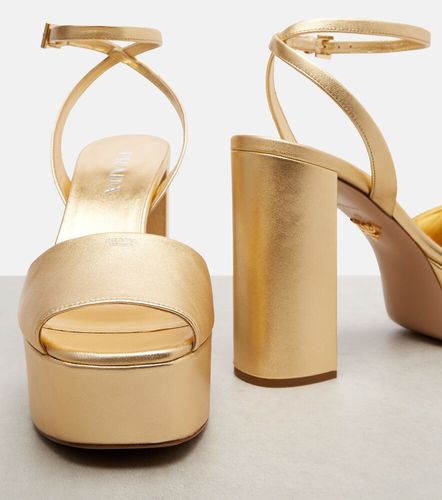 Metallic leather platform sandals - Prada - Modalova