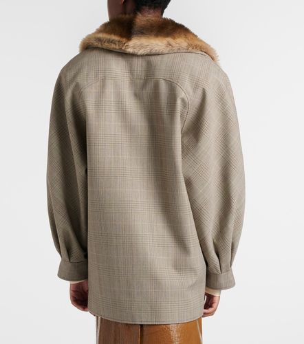 Checked shearling-trimmed wool jacket - Gucci - Modalova