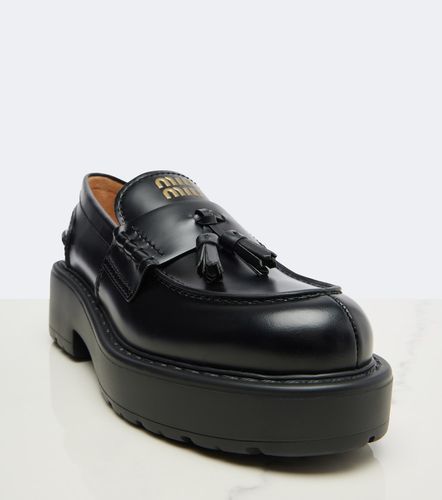 Mocasines con plataforma de piel - Miu Miu - Modalova