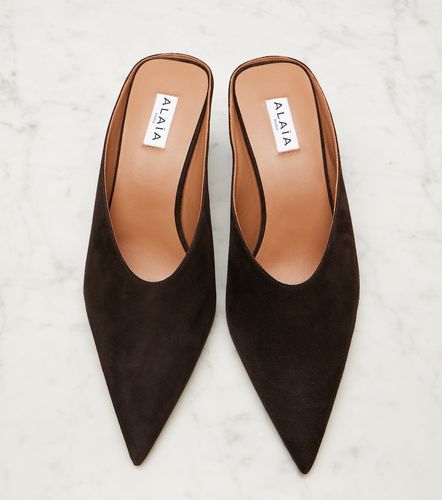 Alaia Cube 75 suede wedge mules - Alaia - Modalova