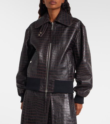 Croc-effect leather blouson jacket - Rabanne - Modalova