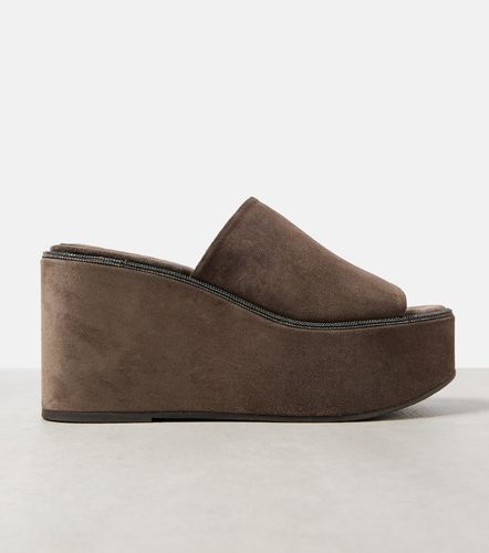 Monili suede wedge mules - Brunello Cucinelli - Modalova