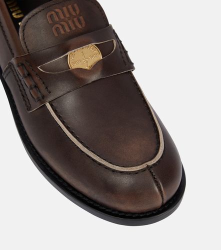 Miu Miu Embellished leather loafers - Miu Miu - Modalova