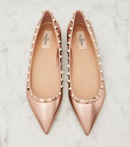 Rockstud metallic leather ballet flats - Valentino Garavani - Modalova