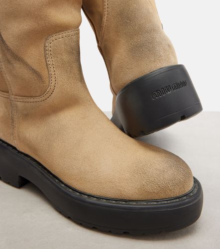 Shearling-lined suede knee-high boots - Miu Miu - Modalova