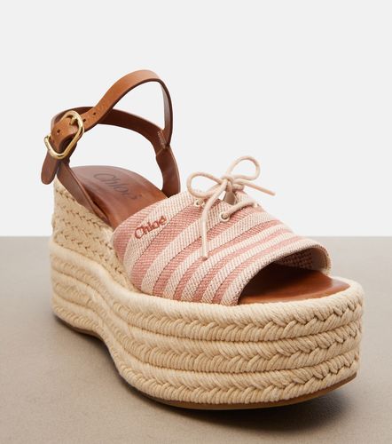 Striped canvas espadrille wedge sandals - Chloe - Modalova
