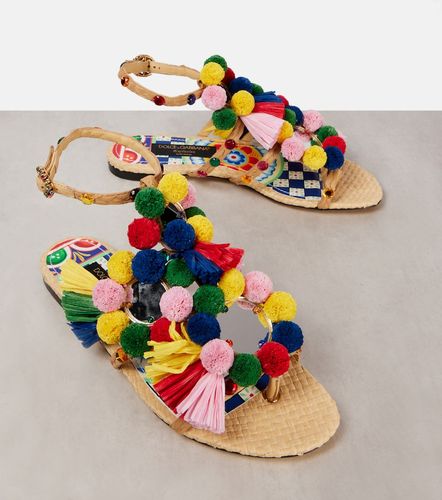 Embellished raffia sandals - Dolce&Gabbana - Modalova