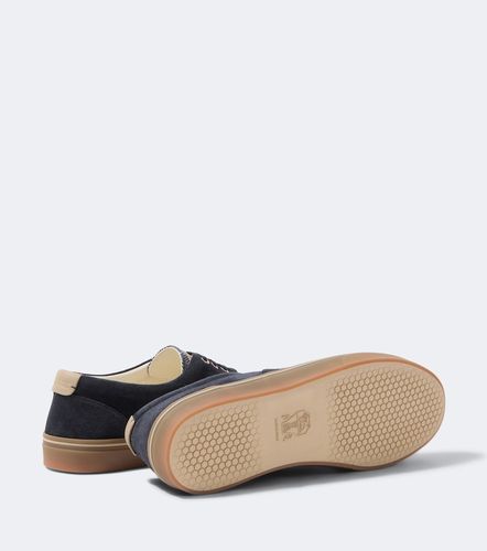 Leather-trimmed suede sneakers - Brunello Cucinelli - Modalova