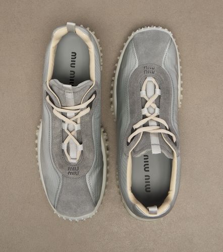 Bubble suede-trimmed sneakers - Miu Miu - Modalova