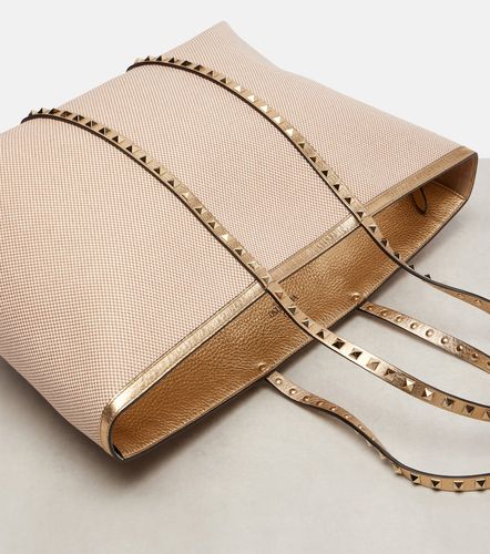 Borsa Rockstud Large in pelle e canvas - Valentino Garavani - Modalova