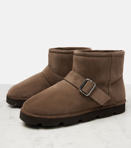 Stivaletti in suede foderato in shearling - Brunello Cucinelli - Modalova