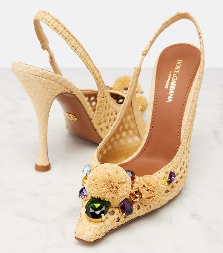Embellished raffia-effect slingback pumps - Dolce&Gabbana - Modalova