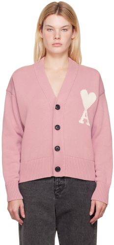 Pink Ami de Cœur Cardigan - AMI Alexandre Mattiussi - Modalova