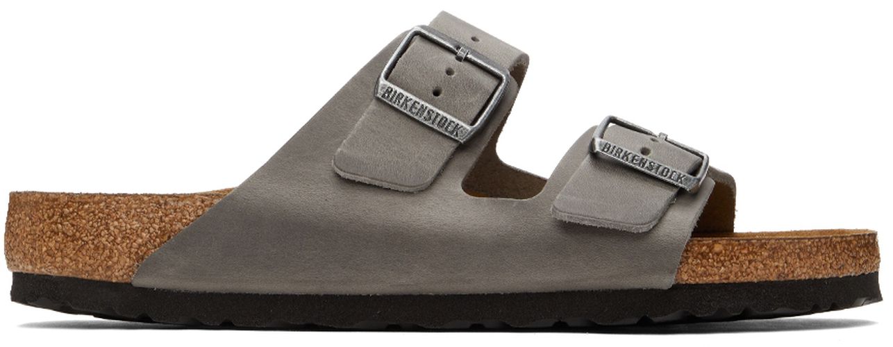 Grey Leather Soft Footbed Arizona Sandals - Birkenstock - Modalova