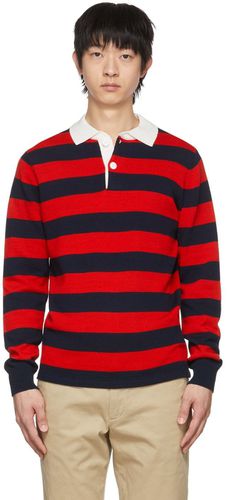 Blue & Red Rugby Long Sleeve Polo - ASPESI - Modalova