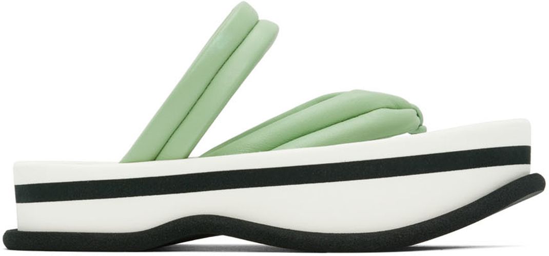 Green & White Leather Flat Sandals - Dries Van Noten - Modalova