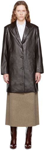 Brown Long Faux-Leather Jacket - AMOMENTO - Modalova