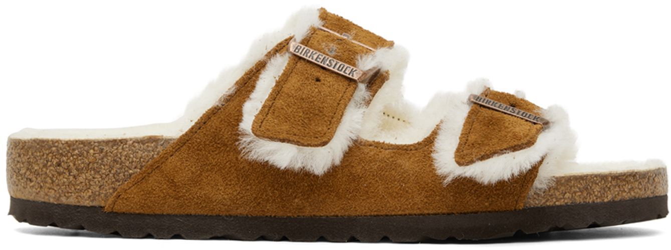 Brown Shearling Arizona Sandals - Birkenstock - Modalova