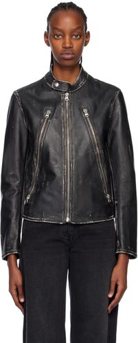 Black Moto Leather Jacket - MM6 Maison Margiela - Modalova