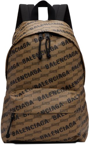 Brown Signature Logo Backpack - Balenciaga - Modalova
